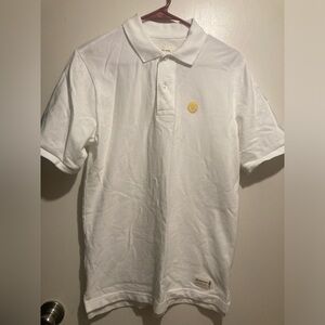Peace love world White Polo Shirt with Yellow Logo